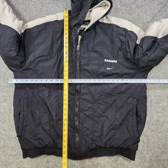 VTG 90s NIKE Las Vegas Raiders Jacket Mens 2XL Quilted Lined NFL Football Hooded - Picture 7 of 14